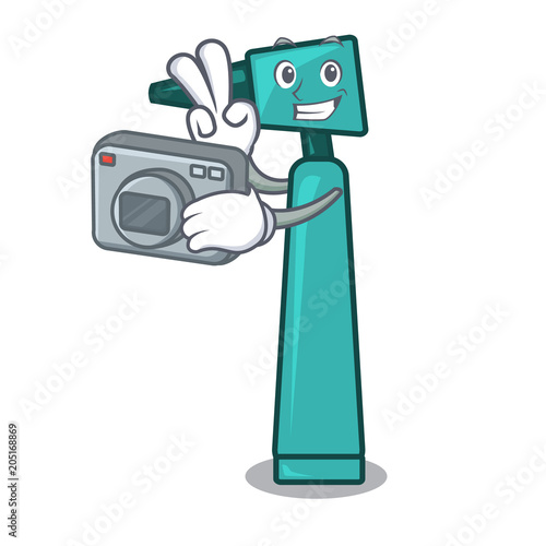 Photographer otoscope mascot cartoon style