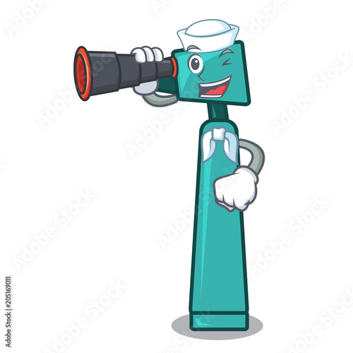 Sailor with binocular otoscope mascot cartoon style