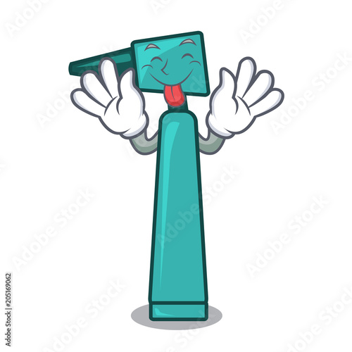 Tongue out otoscope mascot cartoon style