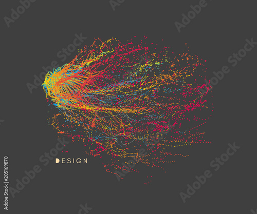 Array with dynamic particles. Vector sound wave. 3d technology style. Abstract background. Vector illustration.