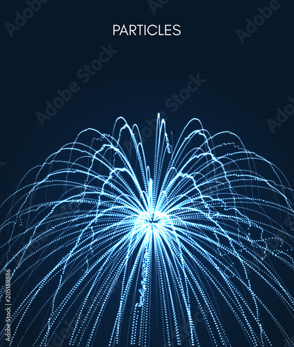 Abstract science or technology background. Array with dynamic particles. Vector illustration.