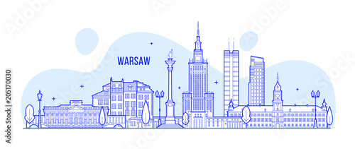Warsaw skyline Poland city buildings vector