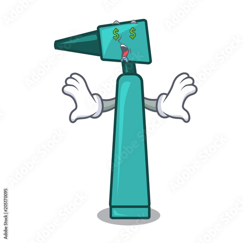 Money eye otoscope mascot cartoon style