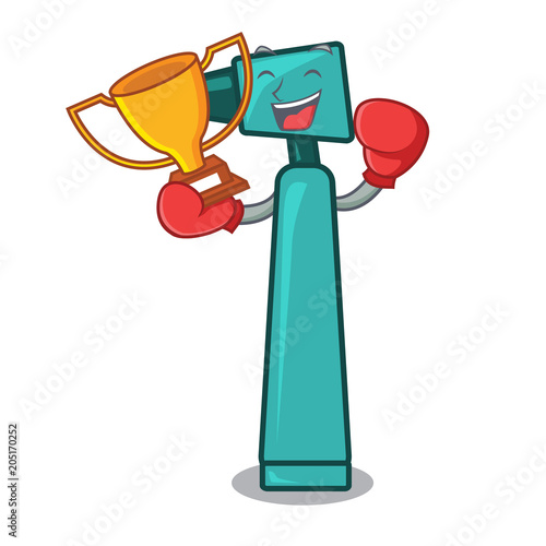 Boxing winner otoscope mascot cartoon style