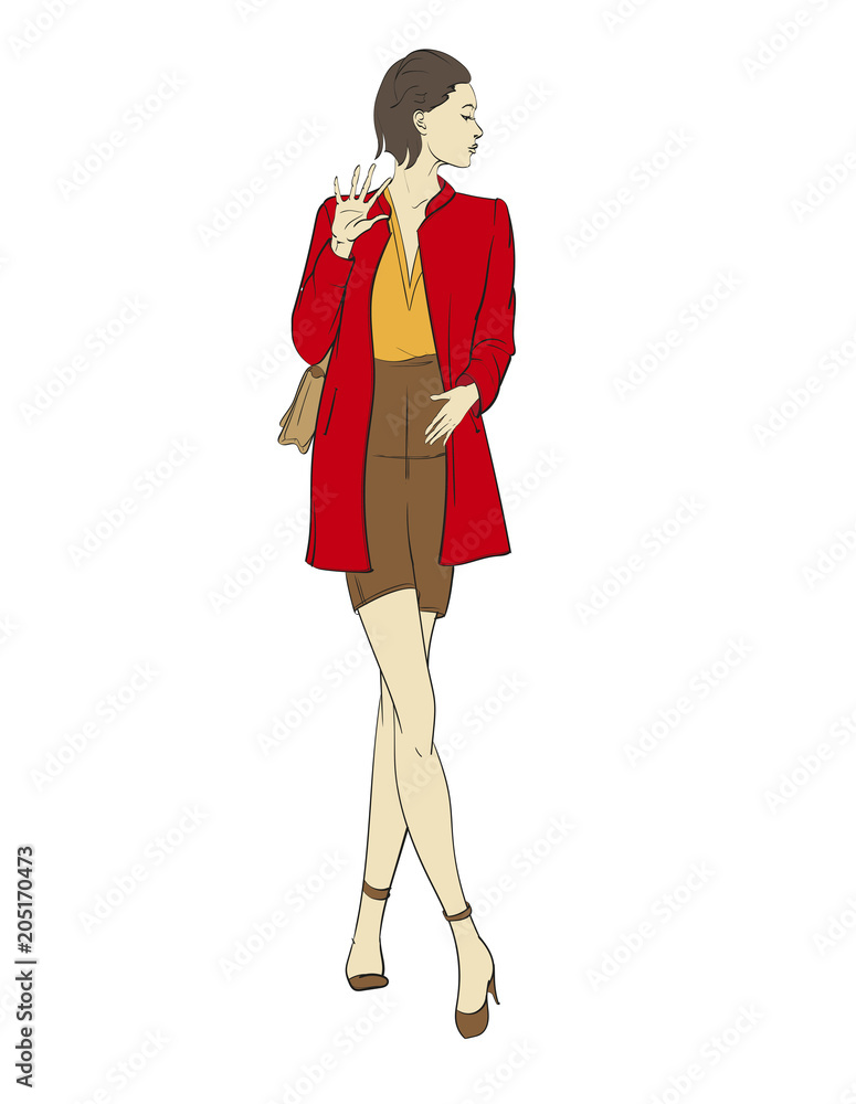 Beautiful Girl Model Fashion Sketch Vector Stock Vector (Royalty Free)  581902096 | Shutterstock