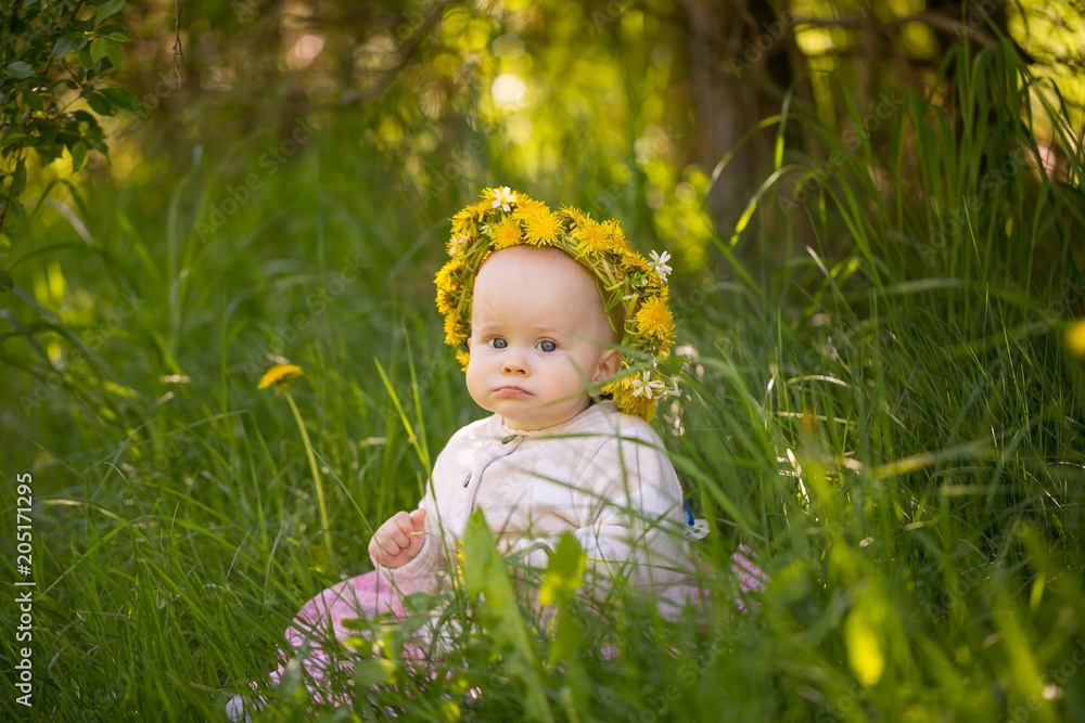 Beautiful infant baby girl portrait in nature Beautiful infant baby girl portrait in nature