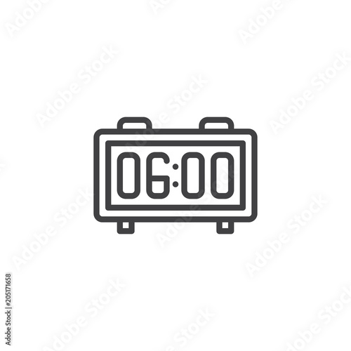 Digital alarm clock outline icon. linear style sign for mobile concept and web design. Alarm Radio Clock simple line vector icon. Symbol, logo illustration. Pixel perfect vector graphics