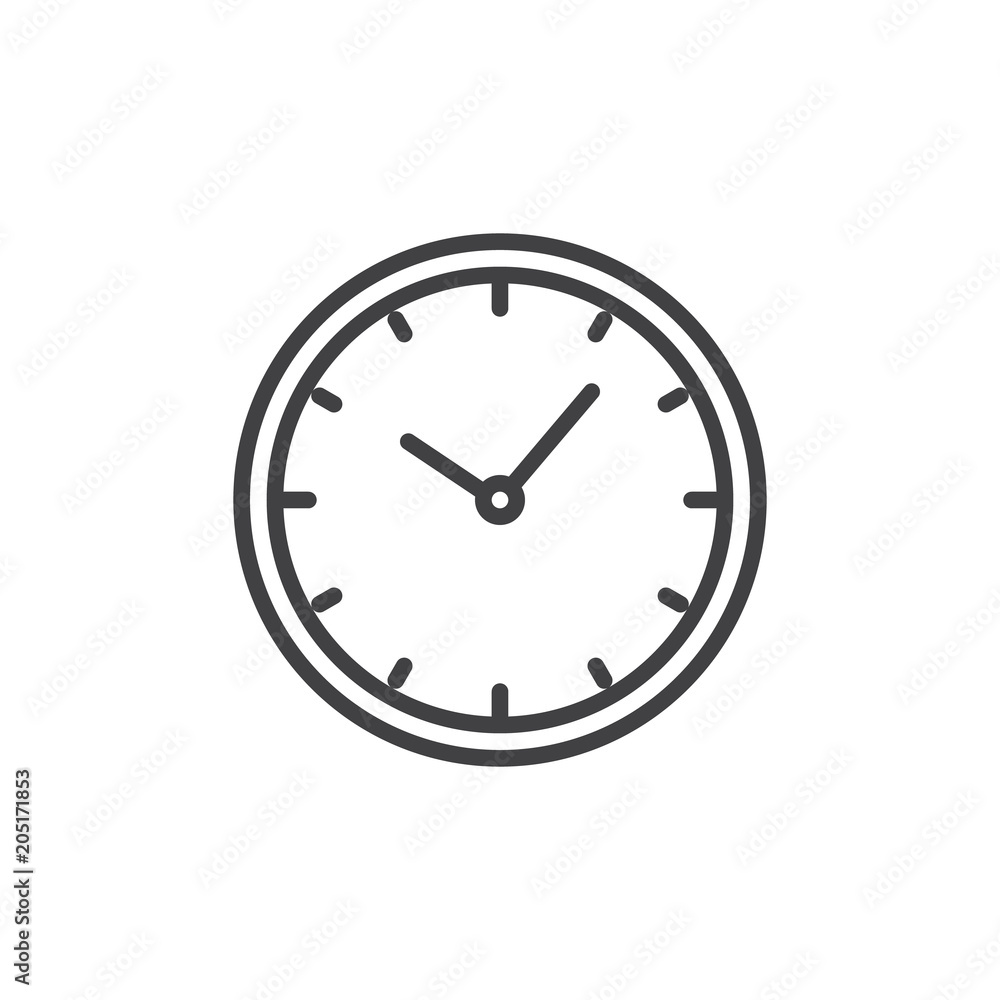 Clock outline icon. linear style sign for mobile concept and web design. Watch simple line vector icon. Symbol, logo illustration. Pixel perfect vector graphics Clock outline icon. linear style sign for mobile concept and web design. Watch simple line vector icon. Symbol, logo illustration. Pixel perfect vector graphics