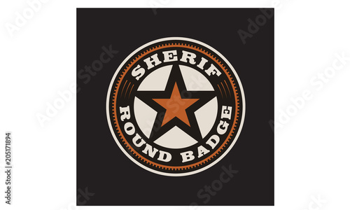 Western Country Texas Star Sheriff Cowboy Badge Emblem logo design