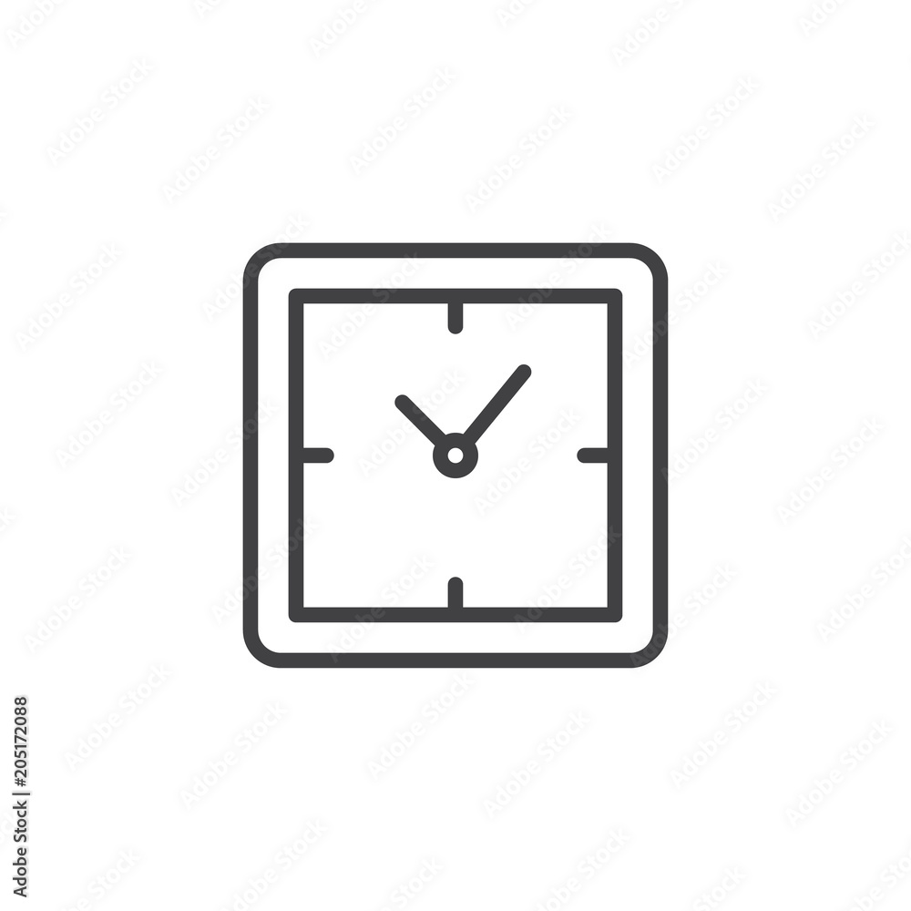 Square clock outline icon. linear style sign for mobile concept and web design. Office wall clock simple line vector icon. Symbol, logo illustration. Pixel perfect vector graphics Square clock outline icon. linear style sign for mobile concept and web design. Office wall clock simple line vector icon. Symbol, logo illustration. Pixel perfect vector graphics
