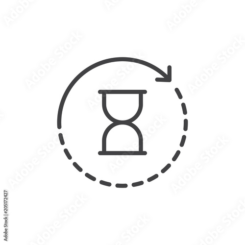 Hourglass with rotation arrow outline icon. linear style sign for mobile concept and web design. History simple line vector icon. Symbol, logo illustration. Pixel perfect vector graphics