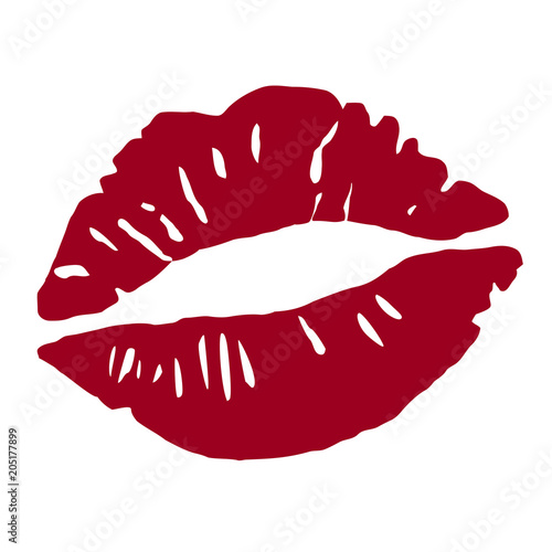 Imprint of a kiss. Red lipstick. Lips in a kiss. Vector Illustration