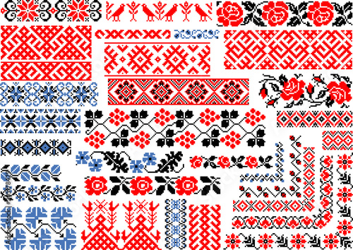  Set of 30 Seamless Ethnic Patterns for Embroidery Stitch