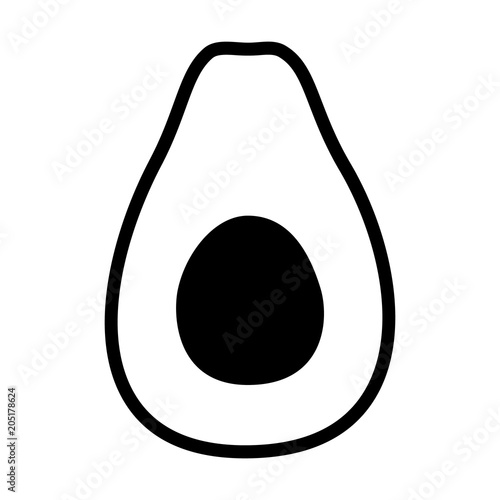 Avocado / alligator pear fruit with seed line art icon for food apps and websites