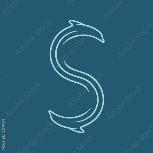 Sign the letter S, dolphin