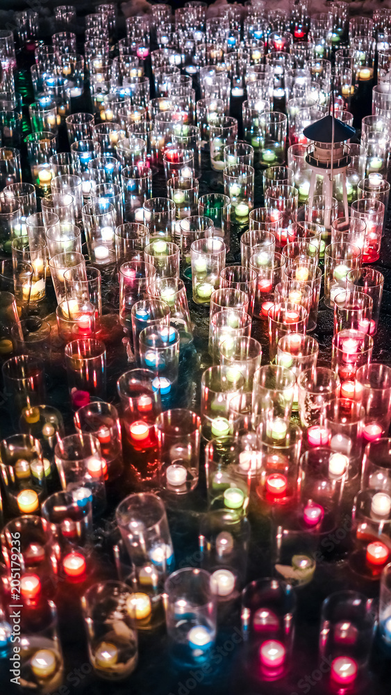 lot of grass and light from candle fire flame using in recapture celebration