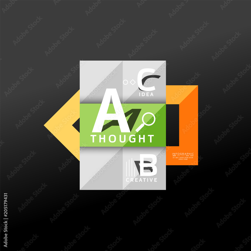 Geometric infographic banner, paper info diagram created with color shapes Geometric infographic banner, paper info diagram created with color shapes