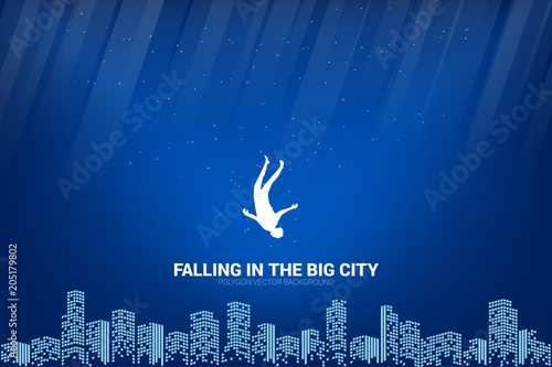 Falling man from the sky to big city: Concept of feeling depress in big city