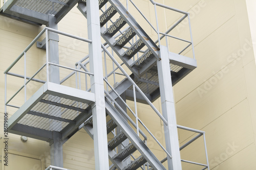 Photography White fire escape staircase. Way of evacuation
