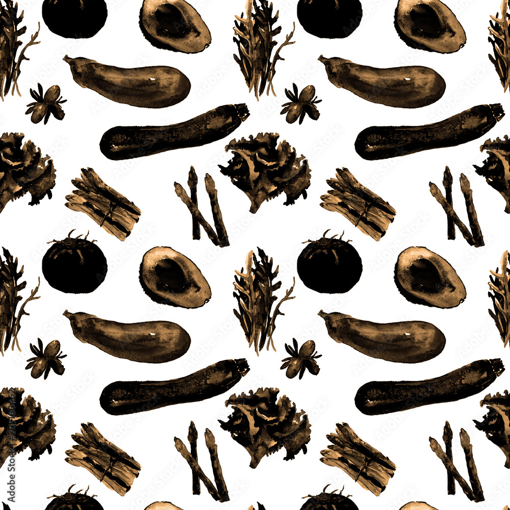 Obraz premium Vegetables Seamless Pattern. Repeatable Pattern with Healthy Food. 