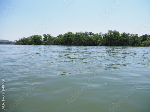 Calm view of banks of Grijalva river landscape at Sumidero canyon of Chiapas State in Mexico