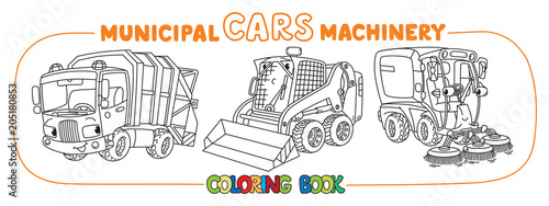 Funny small municipal cars with eyes