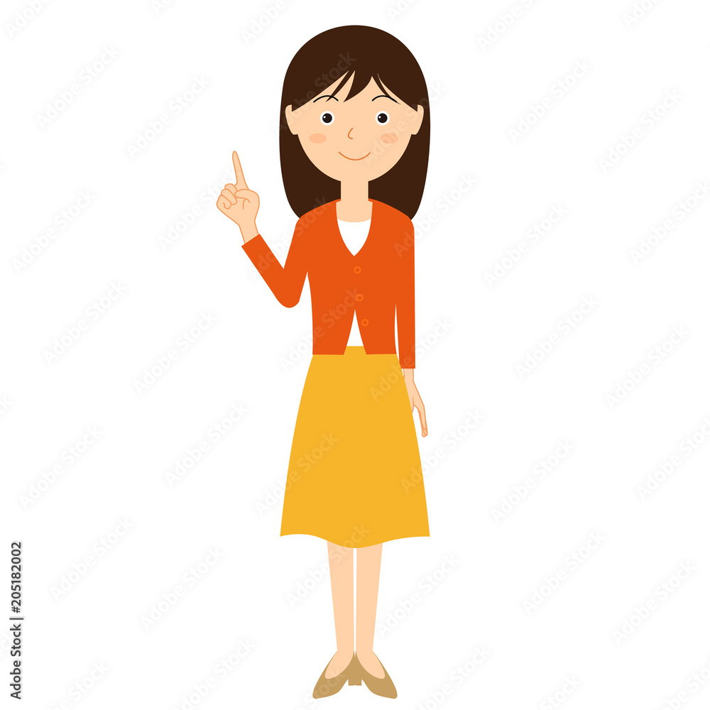 洋服の若い女性の手のサインのイラスト 洋服の若い女性の手のサインのイラスト