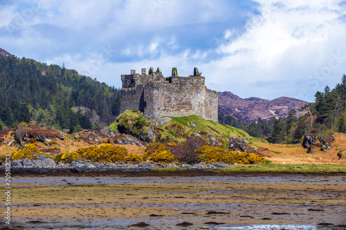 View of Castle Tioram on the west coast of the Highlands of Scotland  near Acharacle.