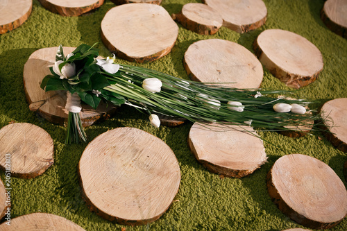 White tulips, wedding decoration, wedding bouquet