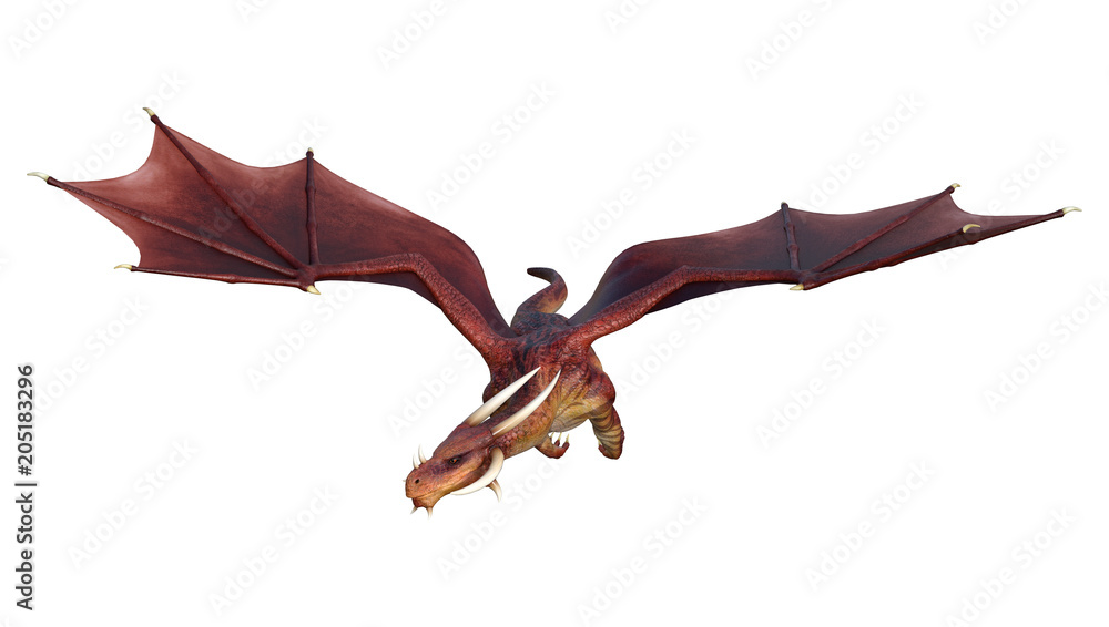 3D Rendering Fairy Tale Dragon on White 3D Rendering Fairy Tale Dragon on White