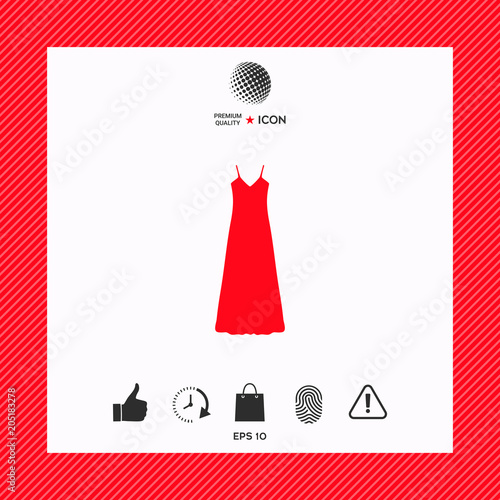Long Dress, Evening dress, combination or nightie , the silhouette. Menu item in the web design