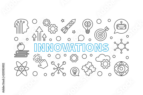 Innovations vector line horizontal illustration or banner