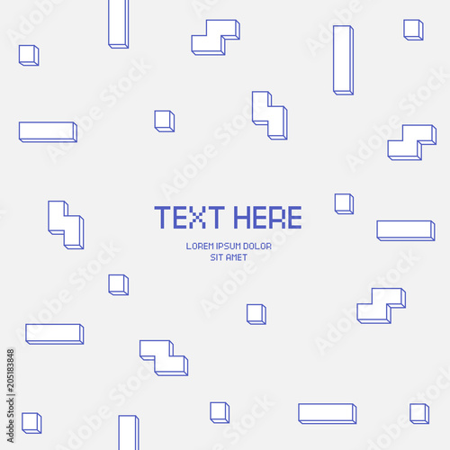 Vector cyber Tetris figure abstract background design.