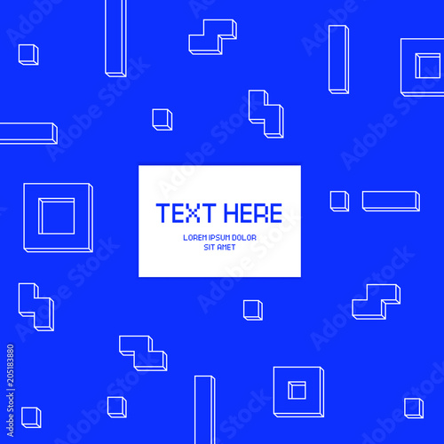 Vector cyber Tetris figure abstract background design.