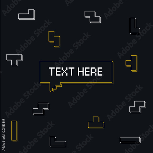 Vector cyber Tetris figure abstract background design.