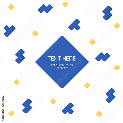 Vector cyber Tetris figure abstract background design.