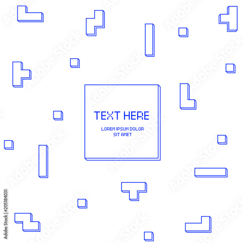 Vector cyber Tetris figure abstract background design.
