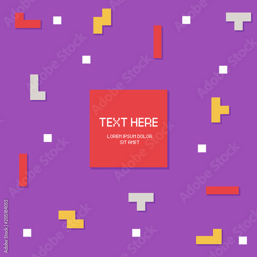 Vector cyber Tetris figure abstract background design.