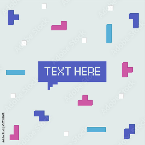 Vector cyber Tetris figure abstract background design.