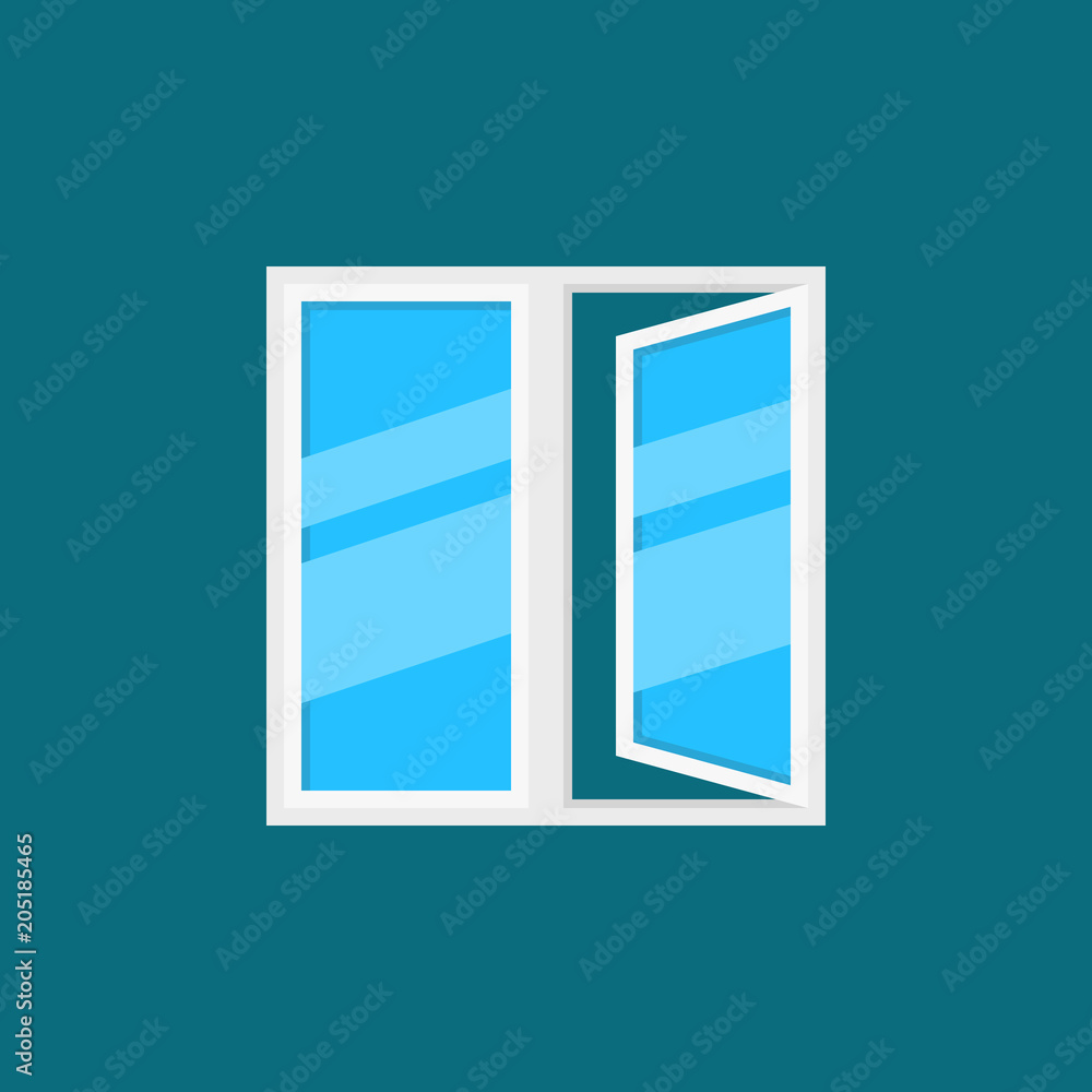 Open plastic window vector icon in flat style Open plastic window vector icon in flat style
