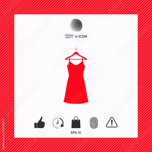 Sundress, Evening dress, combination or nightie on the wardrobe hanger , the silhouette. Menu item in the web design