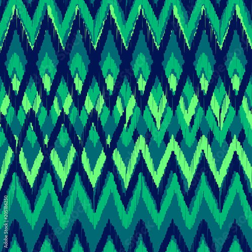 Abstract Ikat and boho style handcraft fabric pattern. Traditional Ethnic design for clothing and textile background, carpet or wallpaper