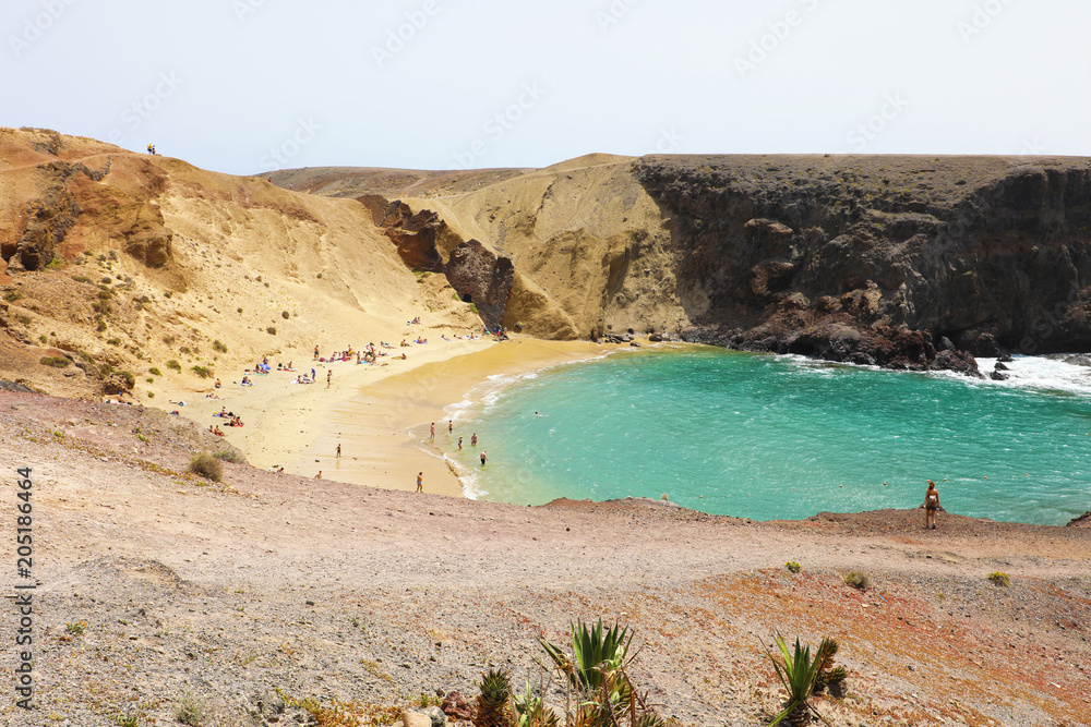 Stunning landscape with the famous Papagayo beach in Lanzarote, Canary Islands, Spain