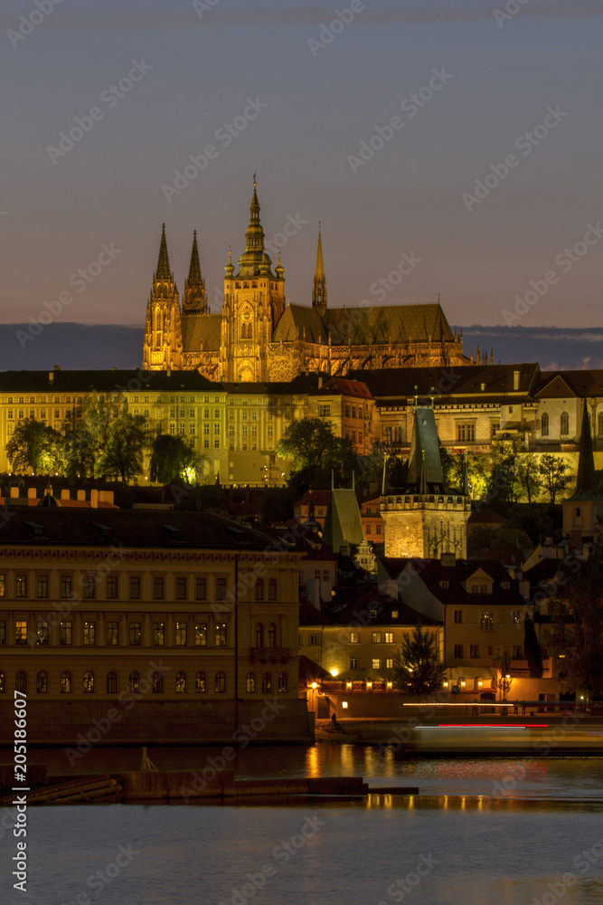 View on Old Town , Prague Castle Saint Vitus Cathedra. Prague, Czech Republic. European travel.
