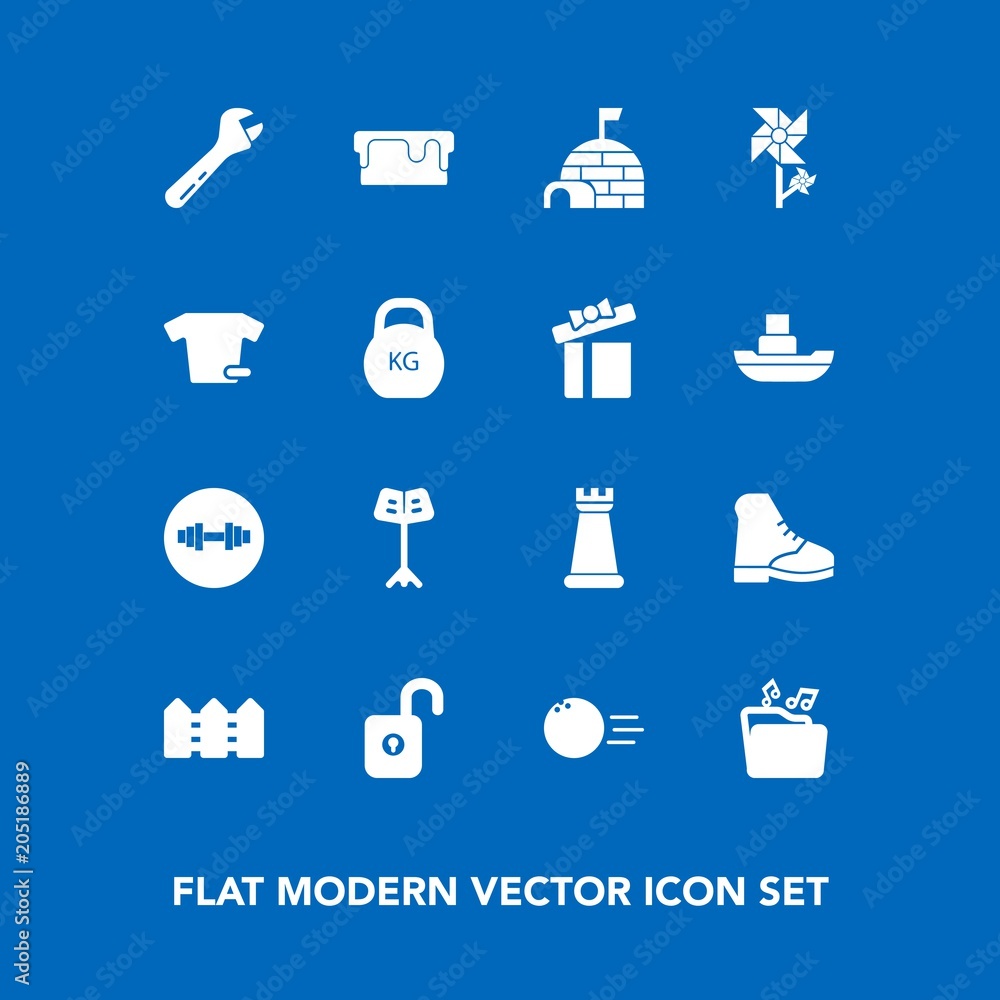 Modern, simple vector icon set on blue background with fashion, ball, boot, security, sweet, game, dessert, tool, snow, chess, bowling, fun, gym, clothing, file, protection, cake, music, food icons Modern, simple vector icon set on blue background with fashion, ball, boot, security, sweet, game, dessert, tool, snow, chess, bowling, fun, gym, clothing, file, protection, cake, music, food icons