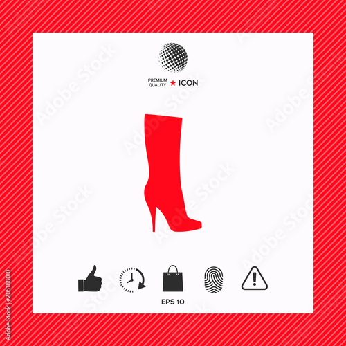 Women shoes icon, the modern silhouette. Menu item in the web design