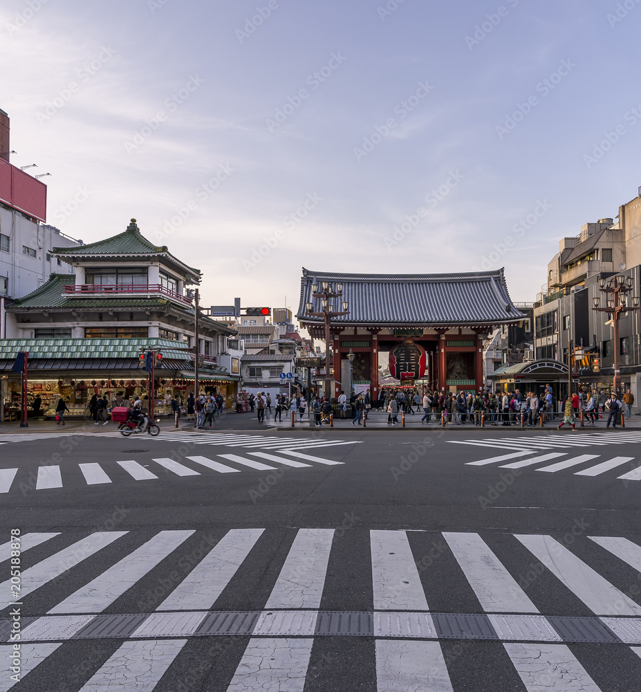 The beautiful Kaminarimon gate in the Asakusa district of Tokyo, Japan