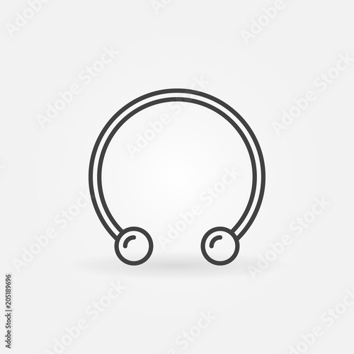 Circular barbells horseshoe icon - vector piercing ring symbol