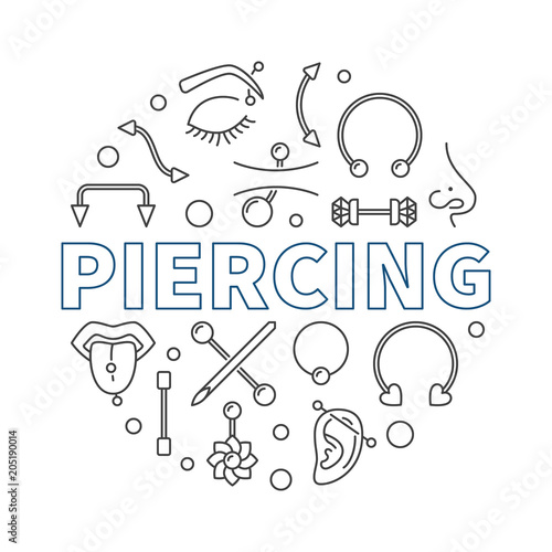 Piercing vector round illustration made with piercings icons