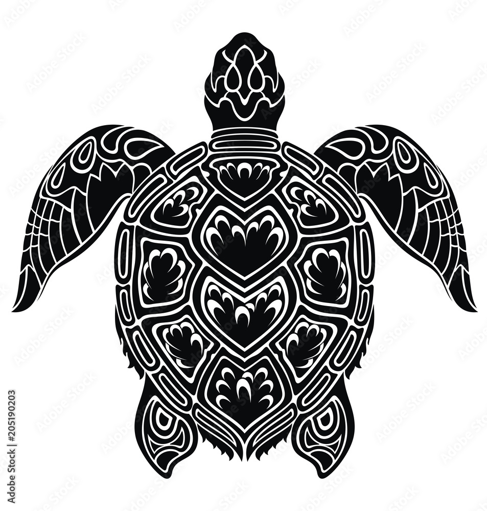 Obraz premium Graficzny żółw morski